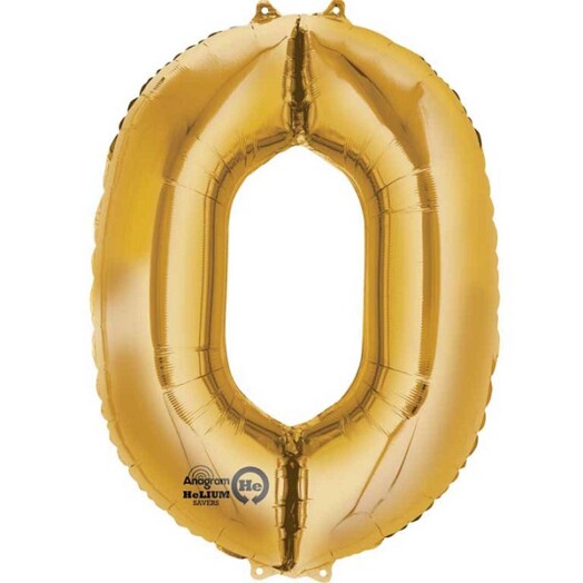16" Mini Shape Number Balloon 0 - Gold