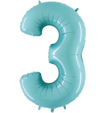 26" Pastel Blue Number 3 Foil Balloon