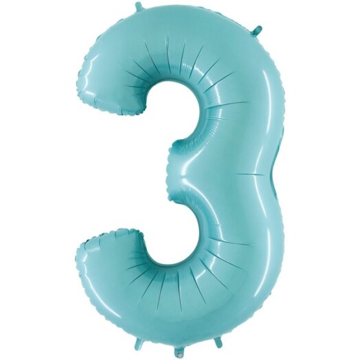 26" Pastel Blue Number 3 Foil Balloon