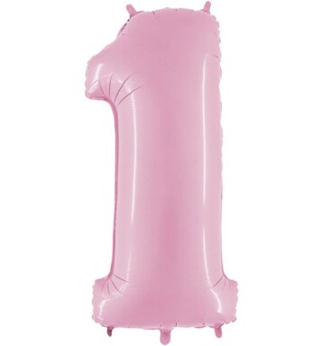 26" Pastel Pink Number 1 Foil Balloon