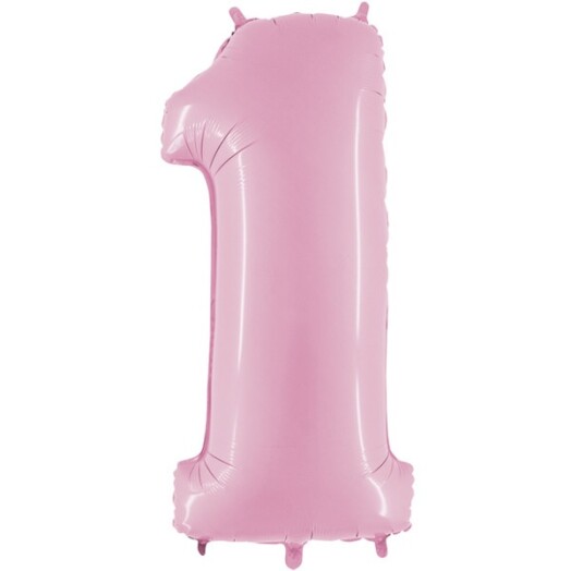 26" Pastel Pink Number 1 Foil Balloon