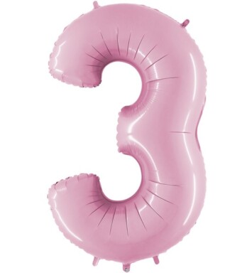 26" Pastel Pink Number 3 Foil Balloon