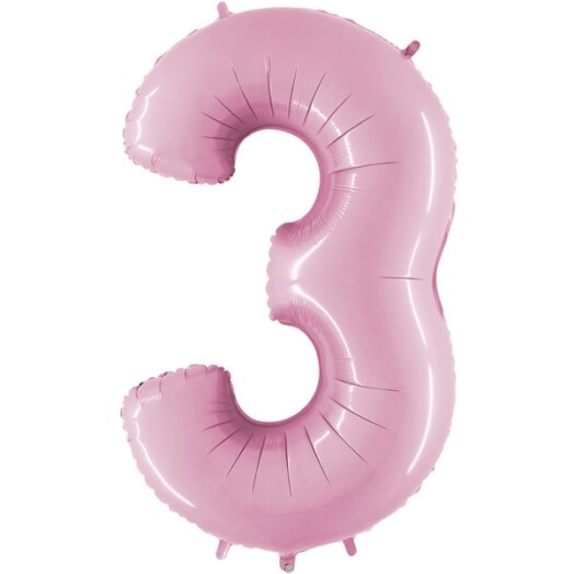 26" Pastel Pink Number 3 Foil Balloon