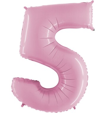 26" Pastel Pink Number 5 Foil Balloon