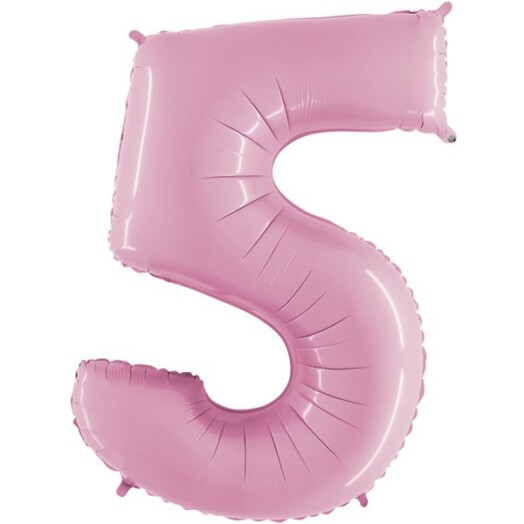 26" Pastel Pink Number 5 Foil Balloon