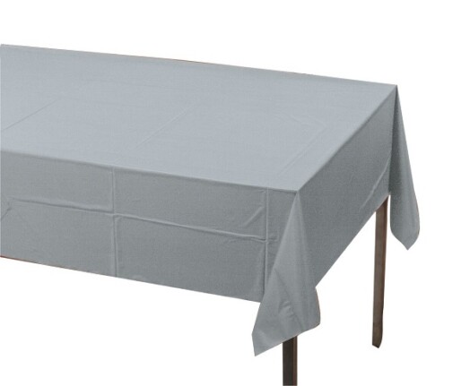 Plastic Table Cover - Shimmering Silver
