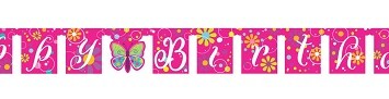 Happy Birthday Butterfly Sparkle Jointed Letter Banner