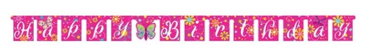 Happy Birthday Butterfly Sparkle Jointed Letter Banner