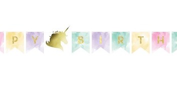 Unicorn Sparkle Shaped Banner w/twine Foil Stamp Banner