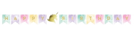 Unicorn Sparkle Shaped Banner w/twine Foil Stamp Banner
