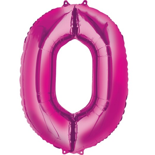 Large Pink Number 0 Foil Balloon