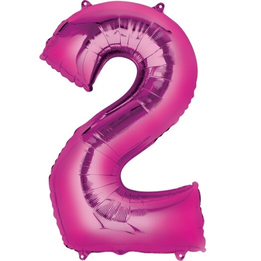 Large Pink Number 2 Foil Balloon