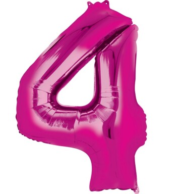16" Mini Shape Number Balloon 4 - Pink