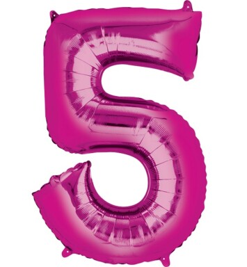 16" Mini Shape Number Balloon 5 - Pink