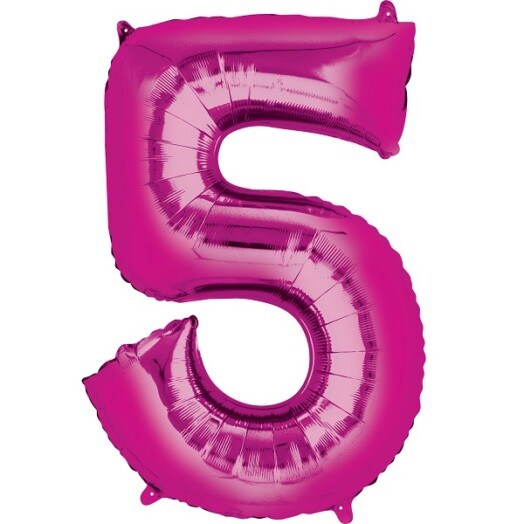 Large Pink Number 5 Foil Balloon