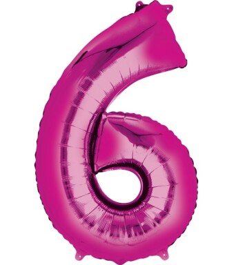 Large Pink Number 6 Foil Balloon