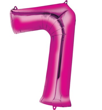 16" Mini Shape Number Balloon 7 - Pink