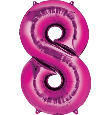 Large Pink Number 8 Foil Balloon