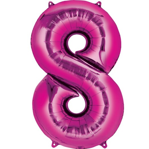 16" Mini Shape Number Balloon 8 - Pink