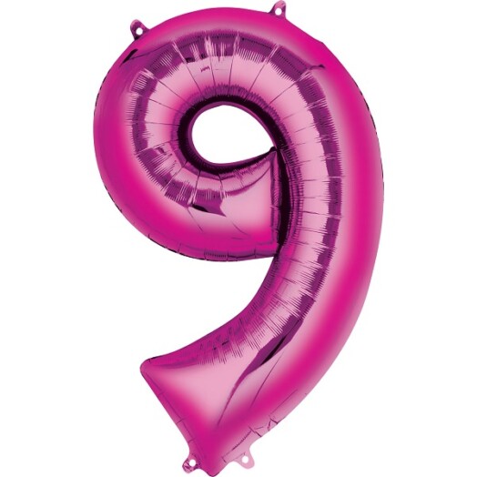 16" Mini Shape Number Balloon 9 - Pink