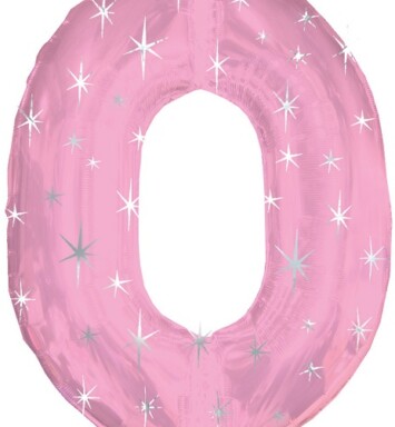 Large Pink Sparkle Number 0 Foil Balloon