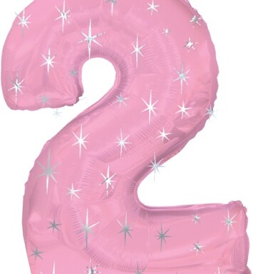 Large Pink Sparkle Number 2 Foil Balloon