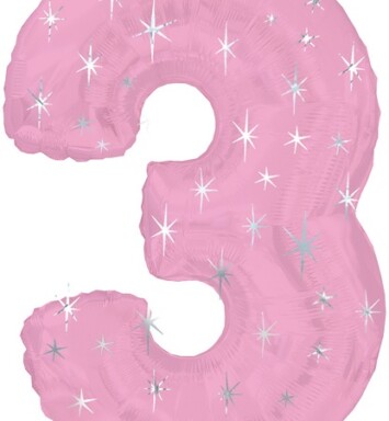 Large Pink Sparkle Number 3 Foil Balloon