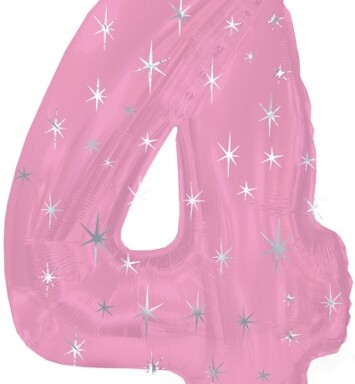 Large Pink Sparkle Number 4 Foil Balloon