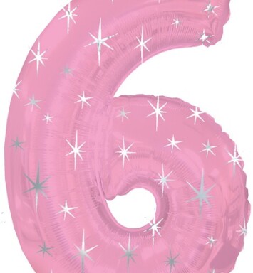 Large Pink Sparkle Number 6 Foil Balloon