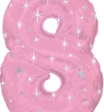 Large Pink Sparkle Number 8 Foil Balloon