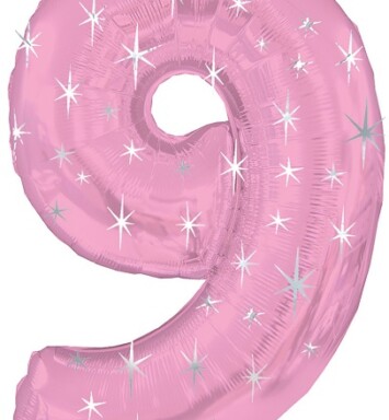 Large Pink Sparkle Number 9 Foil Balloon