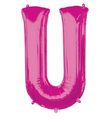 Large Pink Letter U Foil Balloon