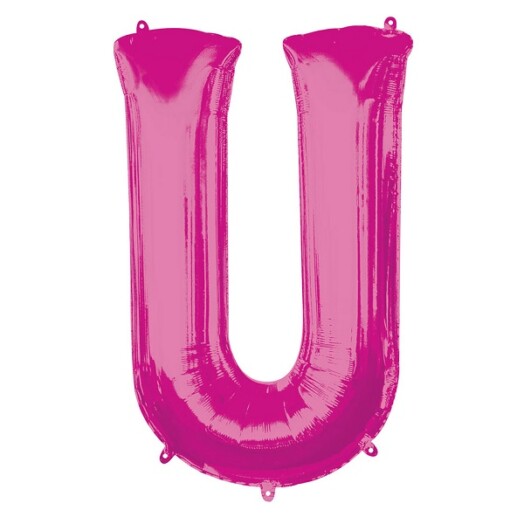 Large Pink Letter U Foil Balloon