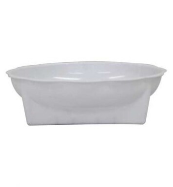 White Round Dish with Square Base