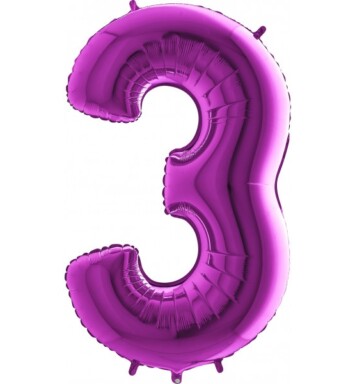 40 Inch Purple Number 3 Foil Balloon