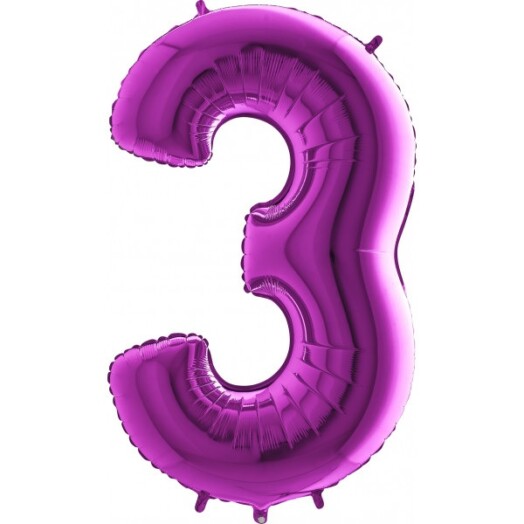 40 Inch Purple Number 3 Foil Balloon