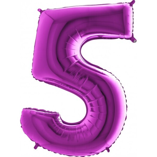 40 Inch Purple Number 5 Foil Balloon