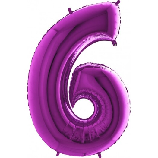 40 Inch Purple Number 6 Foil Balloon