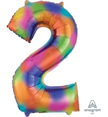 Rainbow Splash Number 2 Foil Balloon