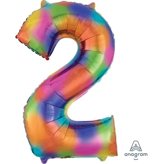 Rainbow Splash Number 2 Foil Balloon