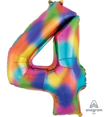 Rainbow Splash Number 4 Foil Balloon