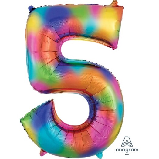 Rainbow Splash Number 5 Foil Balloon