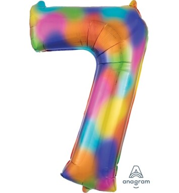 Rainbow Splash Number 7 Foil Balloon
