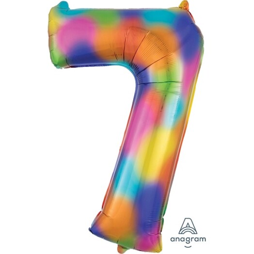 Rainbow Splash Number 7 Foil Balloon