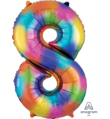Rainbow Splash Number 8 Foil Balloon