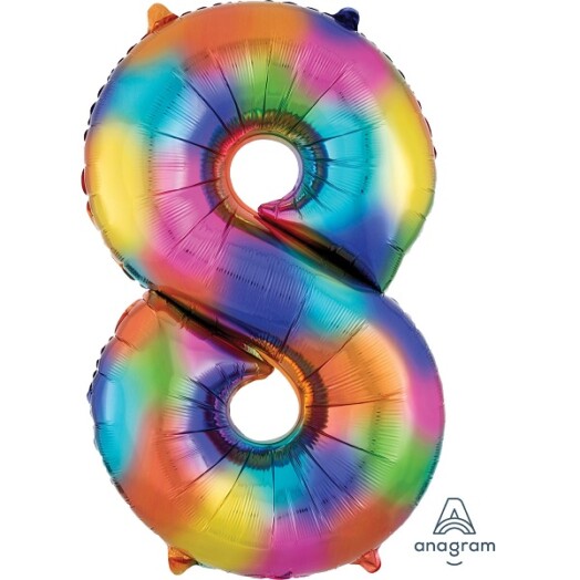 Rainbow Splash Number 8 Foil Balloon