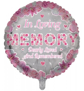 18 Inch In Loving Memory Pink Remembrance Foil Balloon