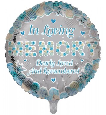 18 Inch In Loving Memory Blue Remembrance Foil Balloon