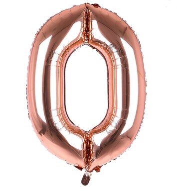 34 Inch Rose Gold Number 0 Foil Balloon