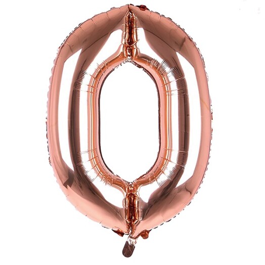 34 Inch Rose Gold Number 0 Foil Balloon